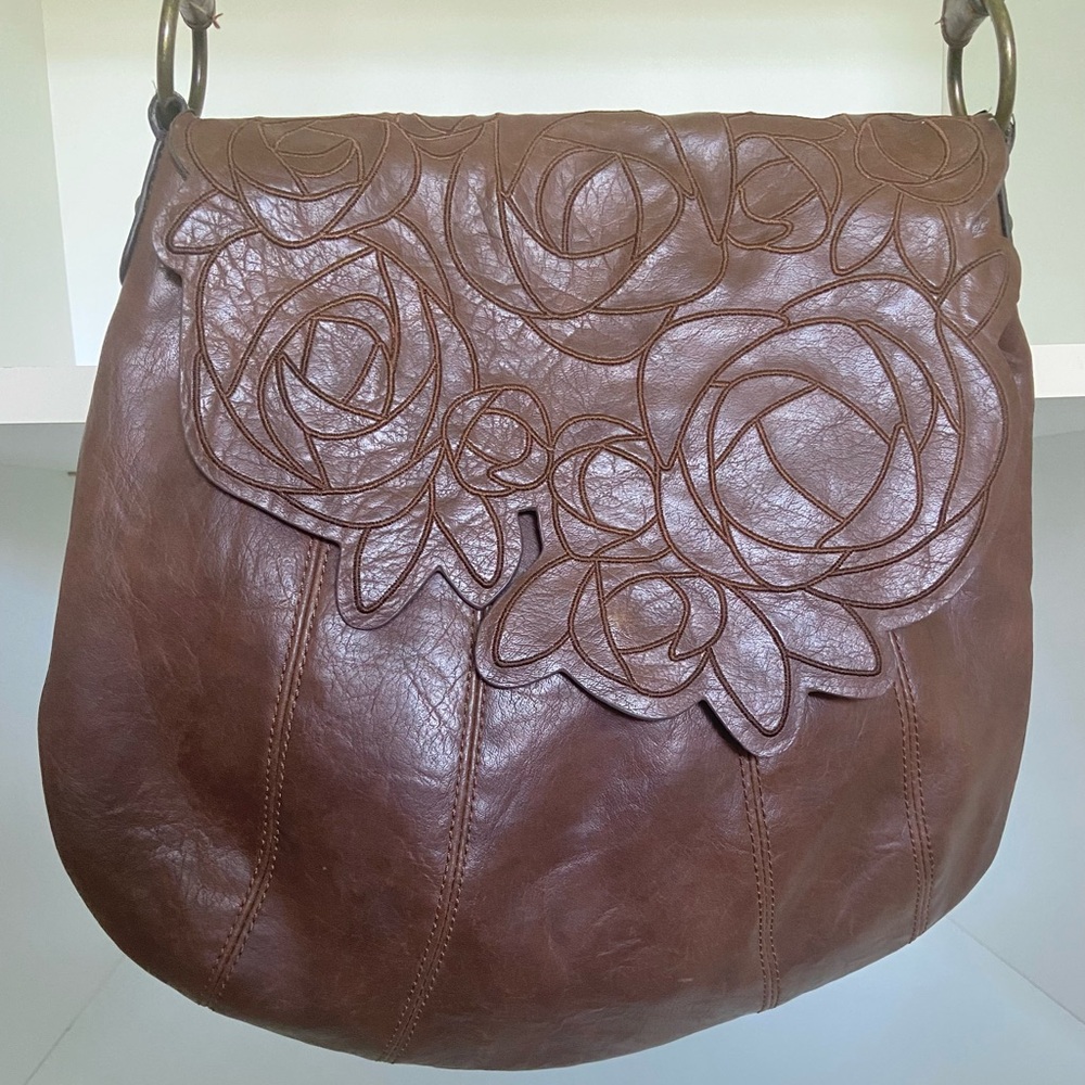 Stamp 10 Faux Leather Crossbody Bag Brown